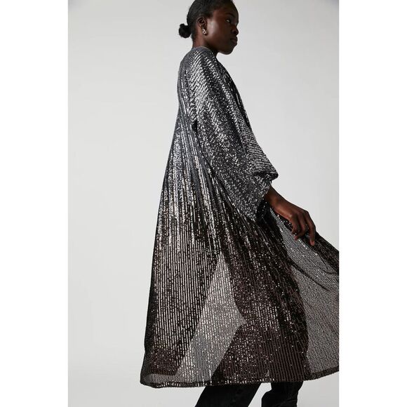 Free People Party On Sequin Kimono Jacket Duster - Picture 2 of 7